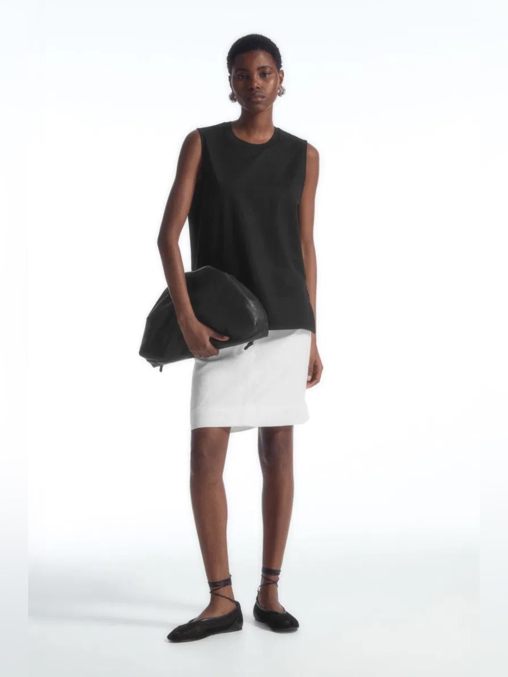 COS split hem tank top in black